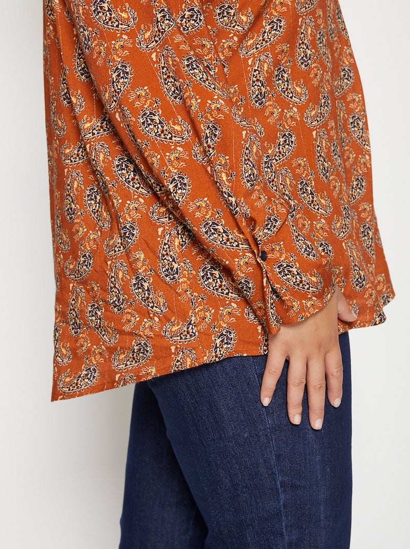 Blouse fluide imprimée - AFIBEL Marron caramel - Kiabi