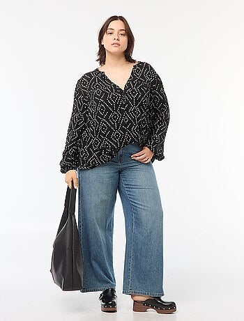 Blouse fluide imprimée en maille crêpe