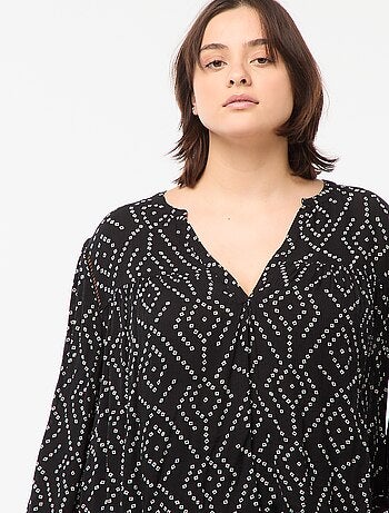 Blouse fluide imprimée en maille crêpe