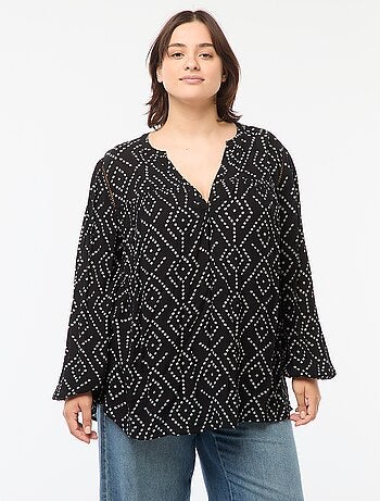 Blouse fluide imprimée en maille crêpe