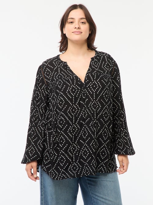 Blouse fluide imprimée en maille crêpe - Kiabi