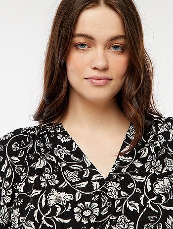 Blouse fluide imprimée en maille crêpe