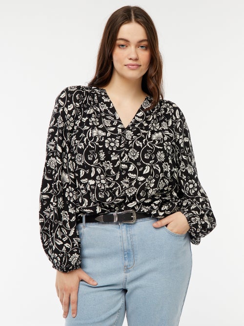 Blouse fluide imprimée en maille crêpe - Kiabi