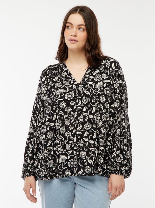 Blouse fluide imprimée en maille crêpe - Kiabi