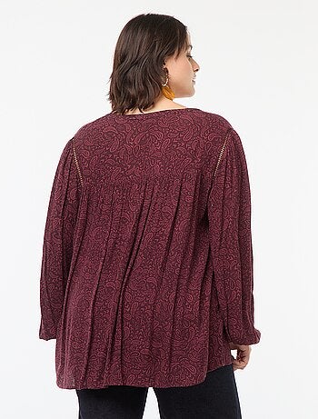 Blouse fluide imprimée en maille crêpe