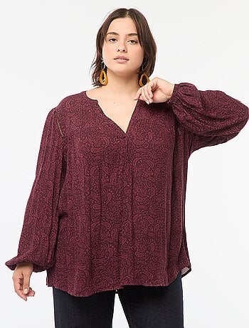 Blouse fluide imprimée en maille crêpe