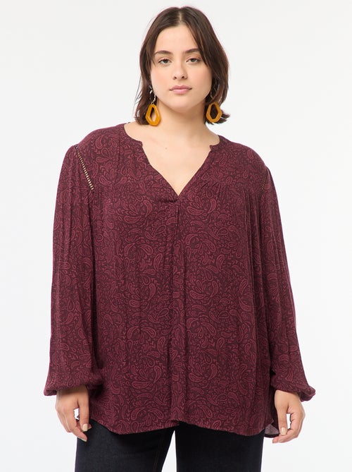 Blouse fluide imprimée en maille crêpe - Kiabi