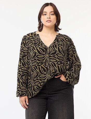 Blouse fluide imprimée en maille crêpe