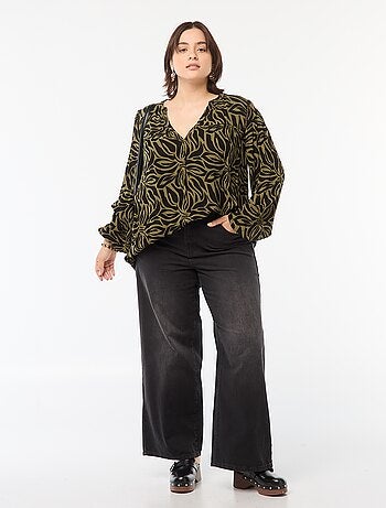 Blouse fluide imprimée en maille crêpe