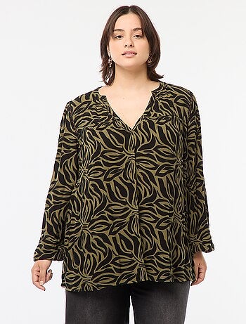 Blouse fluide imprimée en maille crêpe