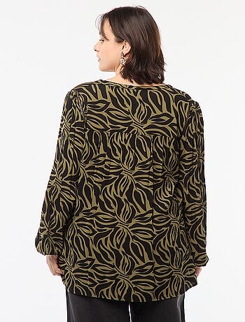 Blouse fluide imprimée en maille crêpe