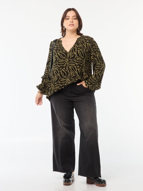 Blouse fluide imprimée en maille crêpe - Kiabi
