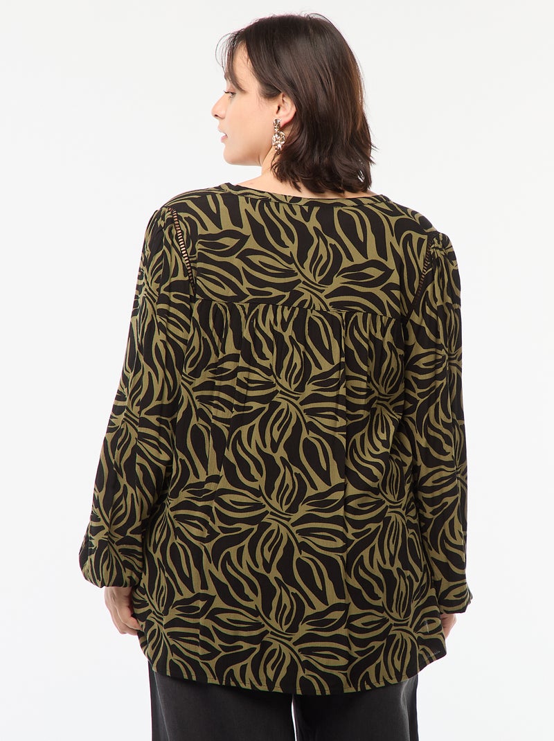 Blouse fluide imprimée en maille crêpe Vert - Kiabi
