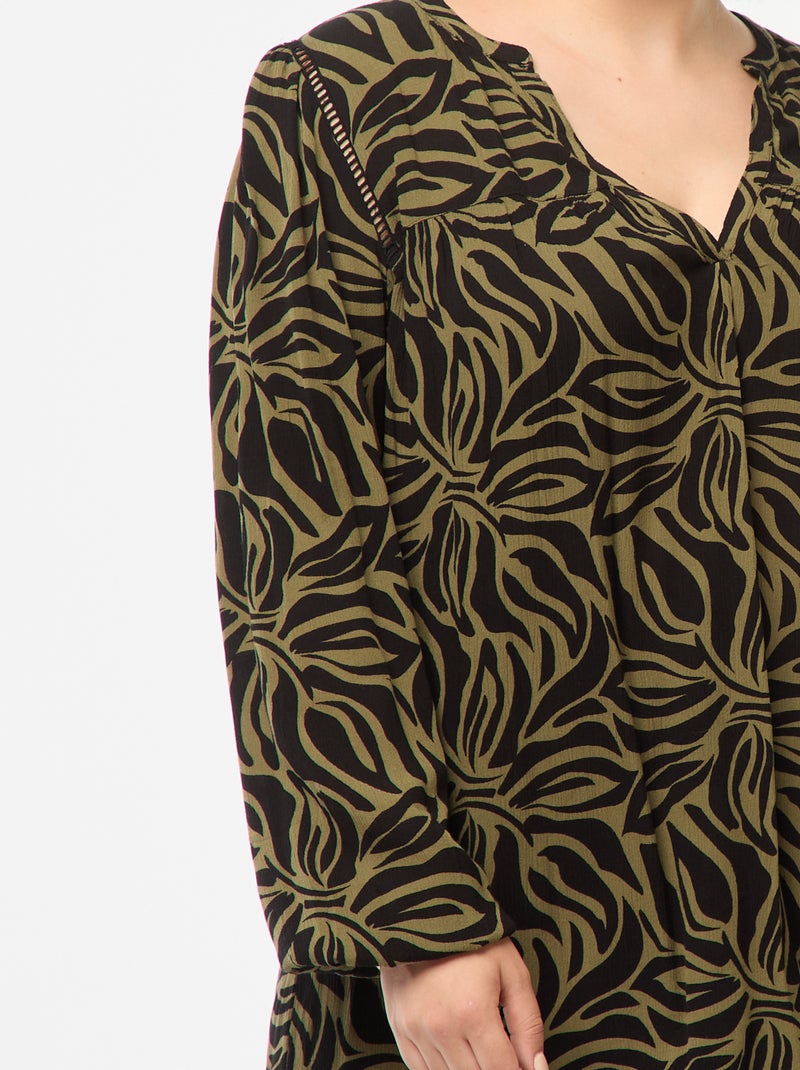 Blouse fluide imprimée en maille crêpe Vert - Kiabi