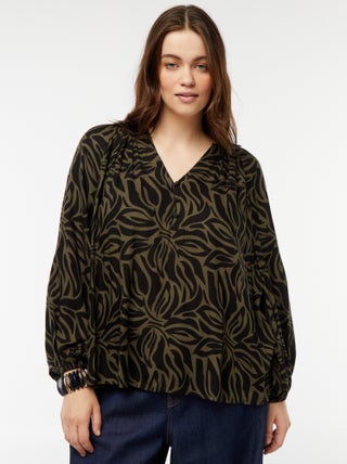 Blouse fluide imprimée en maille crêpe