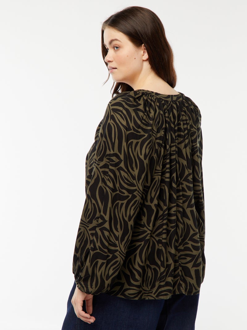 Blouse fluide imprimée en maille crêpe Vert - Kiabi