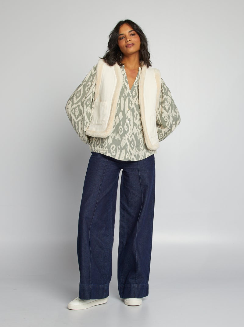 Blouse fluide imprimée Kaki - Kiabi
