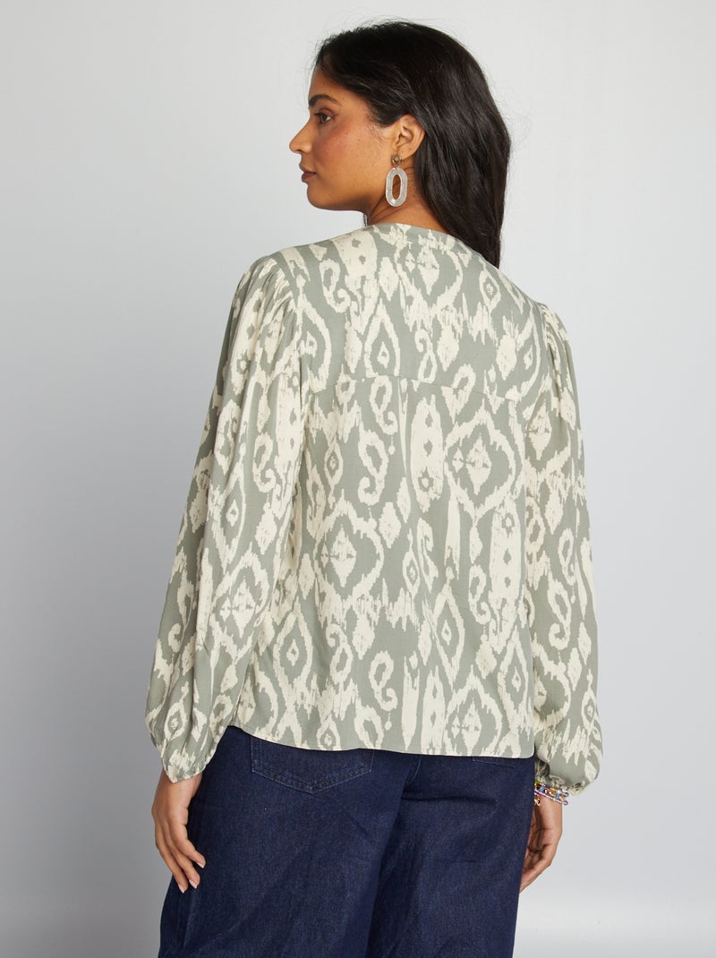 Blouse fluide imprimée Kaki - Kiabi