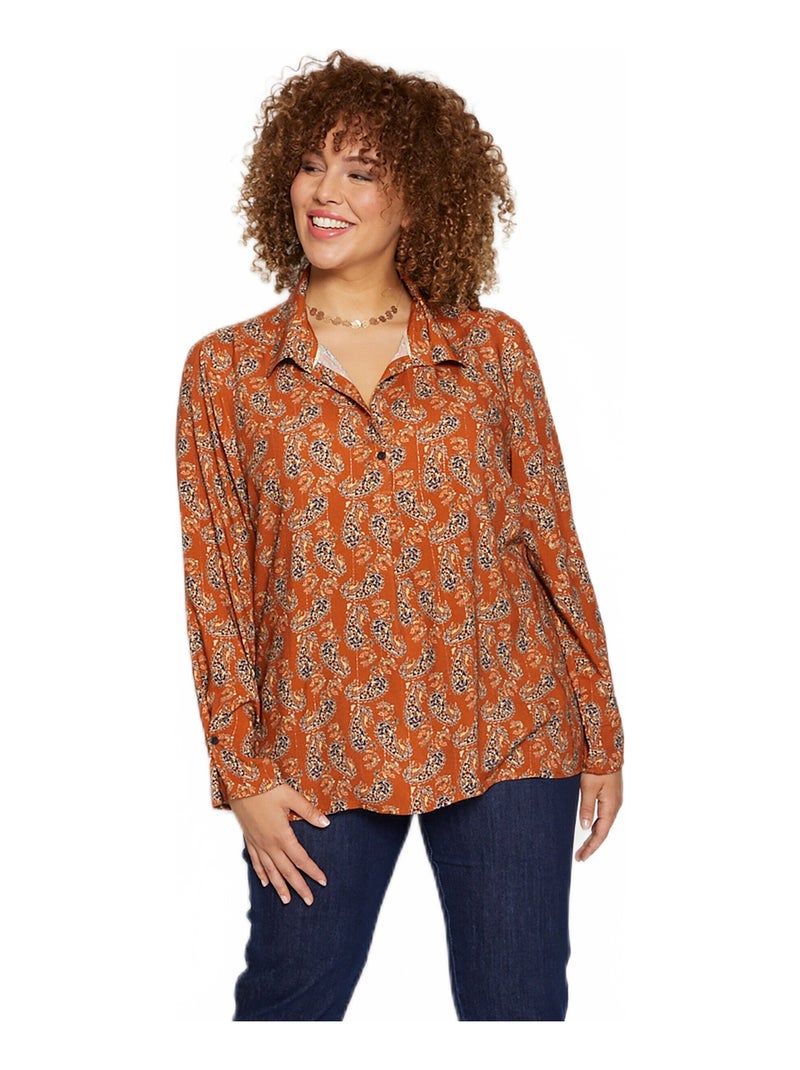 Blouse fluide imprimée Marron caramel - Kiabi