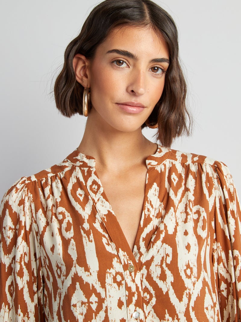 Tunique Ou Robe Chemise Kiabi Imprimé Floral Ocre - Taille Plus XL/46-48, Occasion Très Bon état