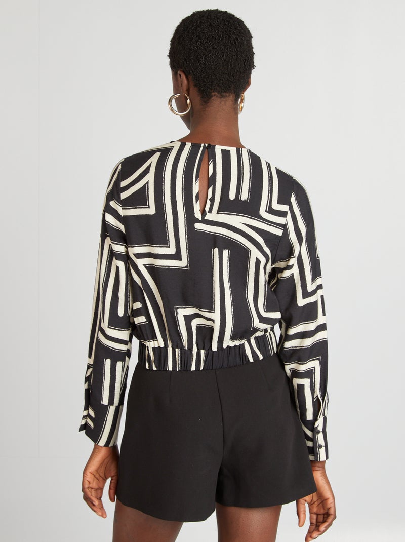 Blouse fluide imprimée Noir - Kiabi