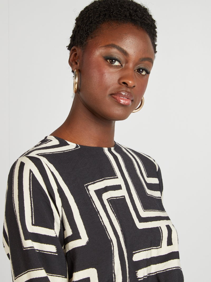 Blouse fluide imprimée Noir - Kiabi