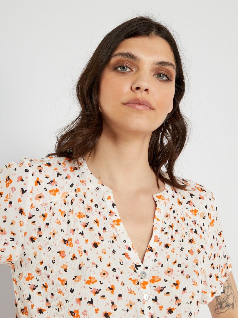 Blouse fluide imprimée Orange - Kiabi