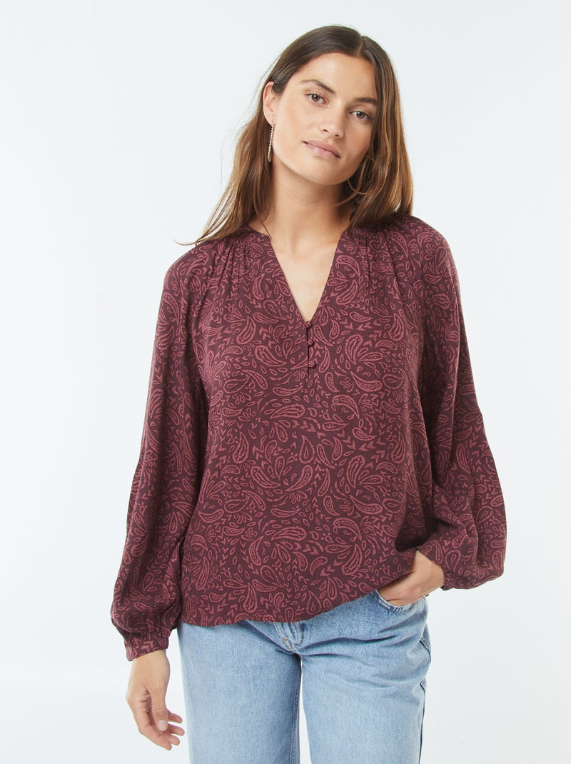 Blouse fluide imprimée Rouge - Kiabi