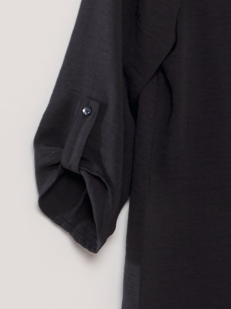 Blouse fluide manches 3/4 noir - Kiabi