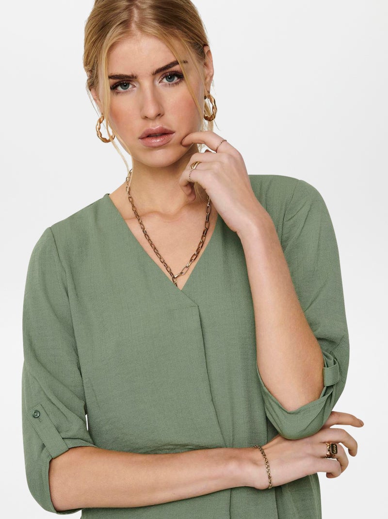 Blouse fluide manches 3/4 VERT - Kiabi