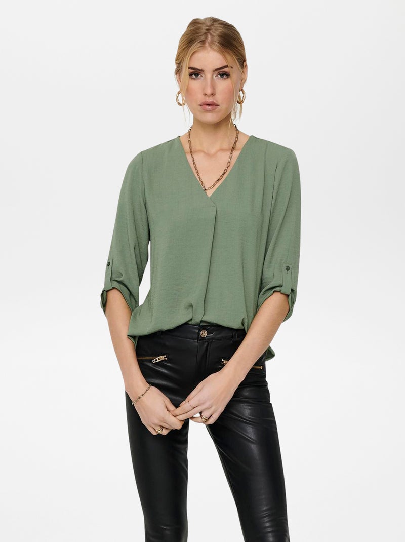 Blouse fluide manches 3/4 VERT - Kiabi