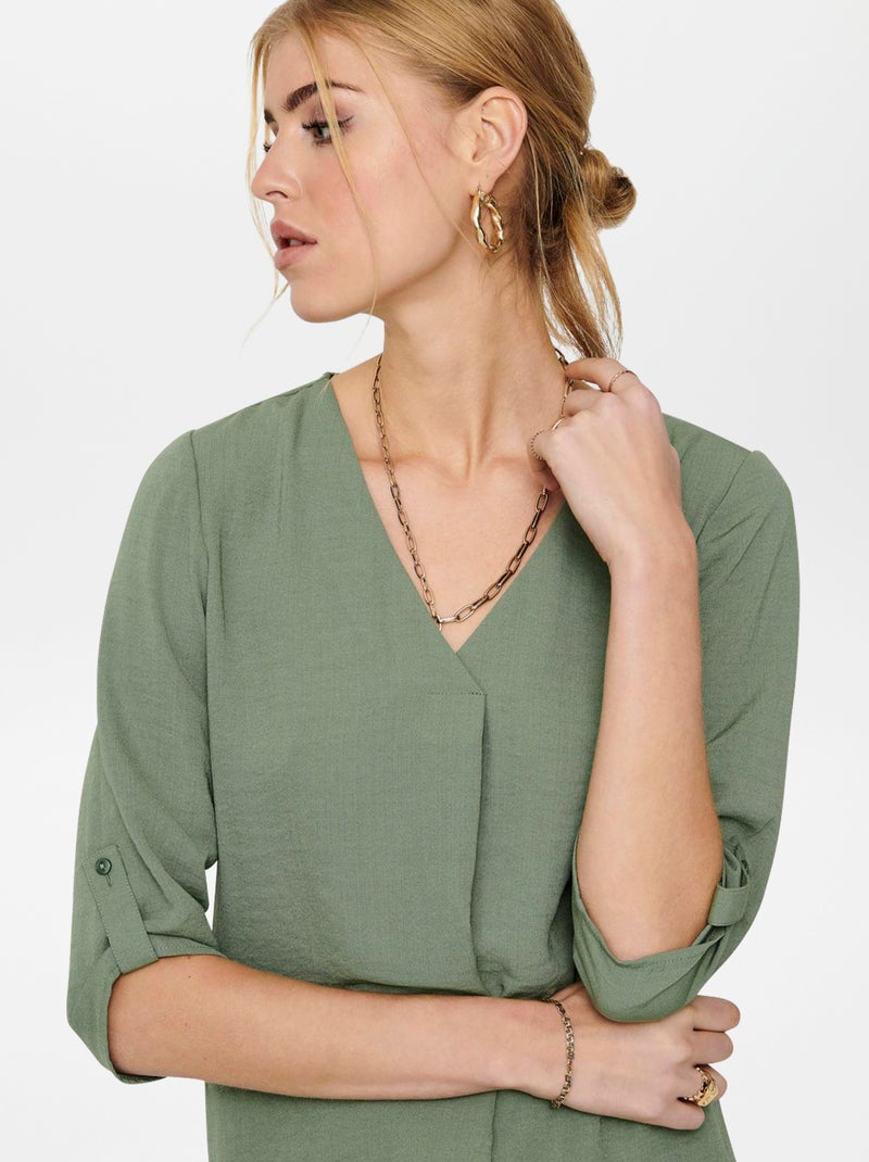 Blouse fluide manches 3/4 VERT - Kiabi