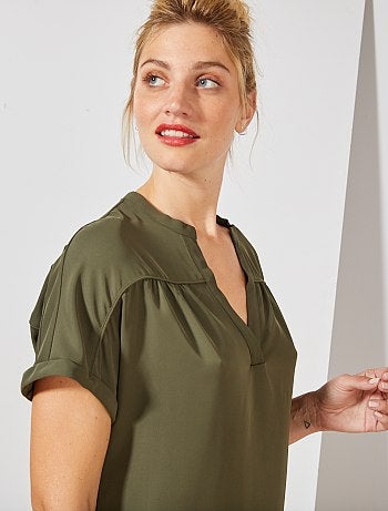 Blouse fluide manches retroussées - Kiabi