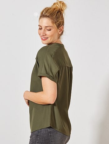 Blouse fluide manches retroussées - Kiabi