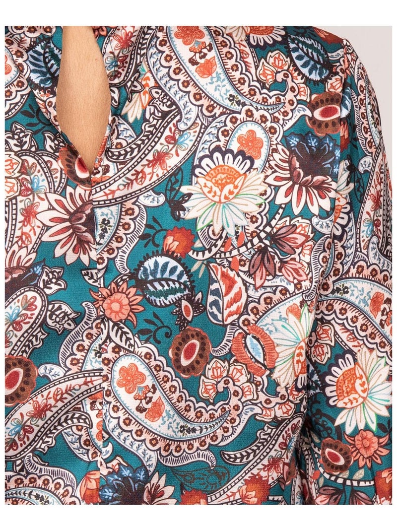 Blouse fluide motifs FABUS Bleu canard - Kiabi