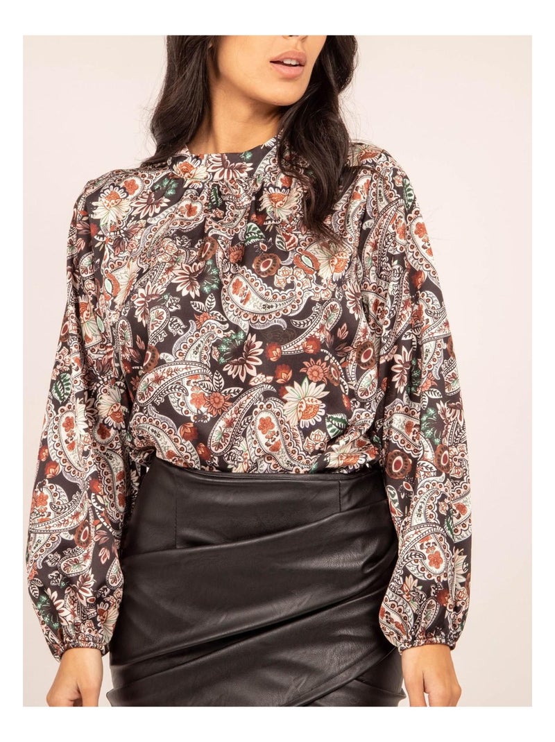 Blouse fluide motifs FABUS Noir - Kiabi