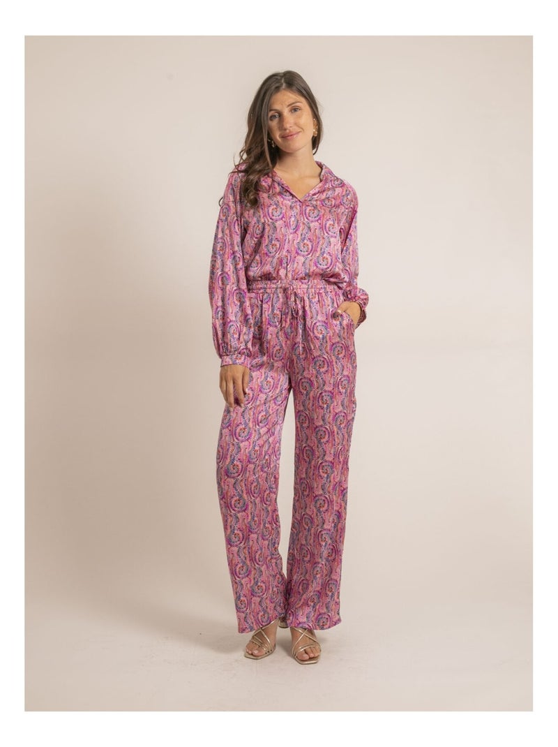 Blouse fluide motifs OGOTA Rose - Kiabi