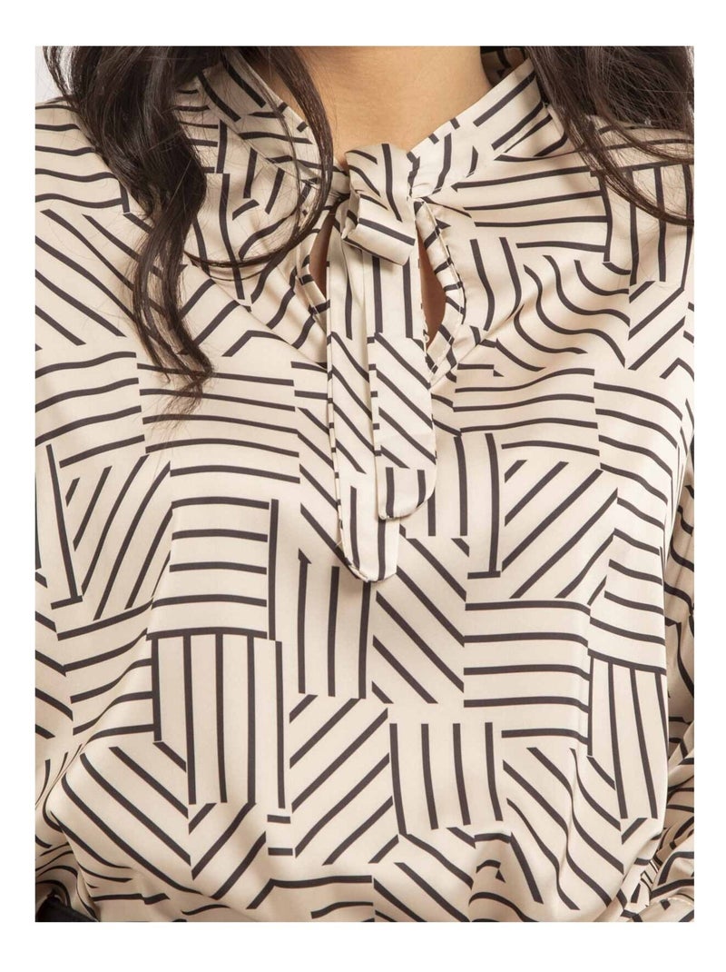 Blouse fluide motifs OZALIA Ecru - Kiabi