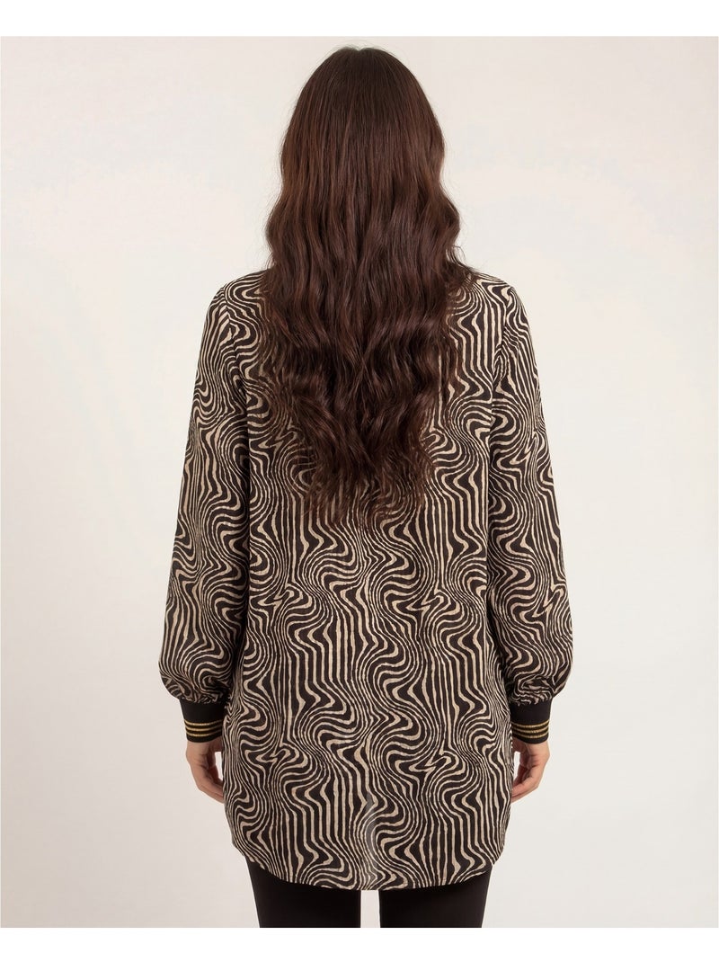 Blouse fluide motifs ozana Noir - Kiabi