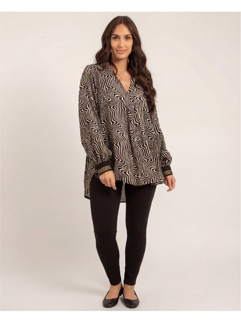 Blouse fluide motifs ozana Noir - Kiabi