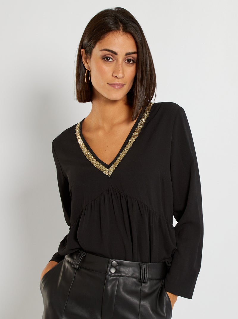 Blouse fluide noir - Kiabi