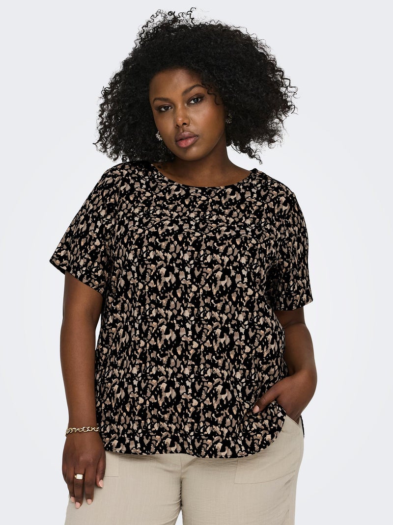 Blouse fluide 'Only Carmakoma' Noir/beige - Kiabi