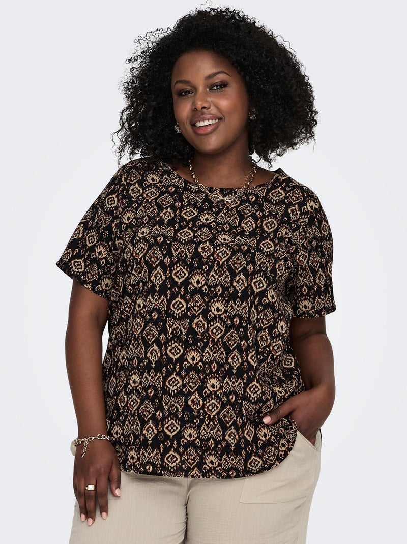 Blouse fluide 'Only Carmakoma' Noir/marron - Kiabi