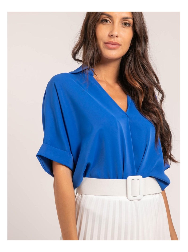 Blouse fluide OURIA Bleu roi - Kiabi