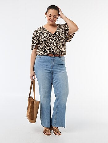 Blouse fluide uni à manches courtes