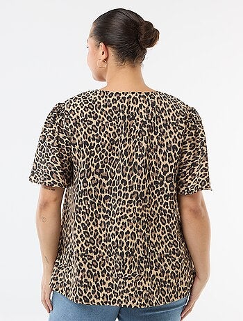 Blouse fluide uni à manches courtes