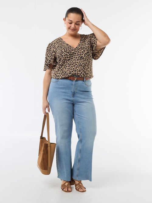 Blouse fluide uni à manches courtes - Kiabi