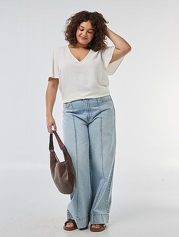 Blouse fluide uni à manches courtes