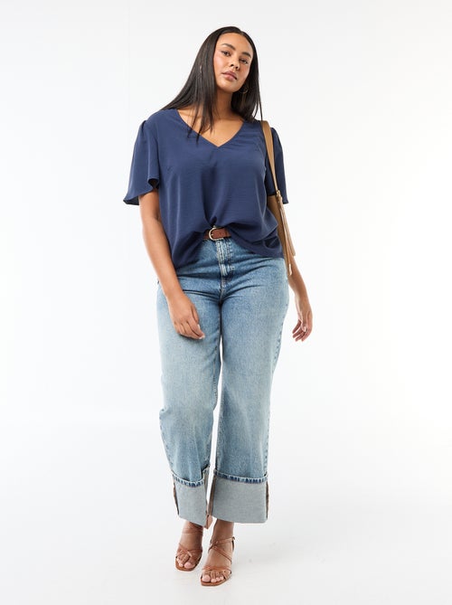 Blouse fluide uni à manches courtes - Kiabi