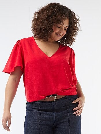 Blouse fluide uni à manches courtes